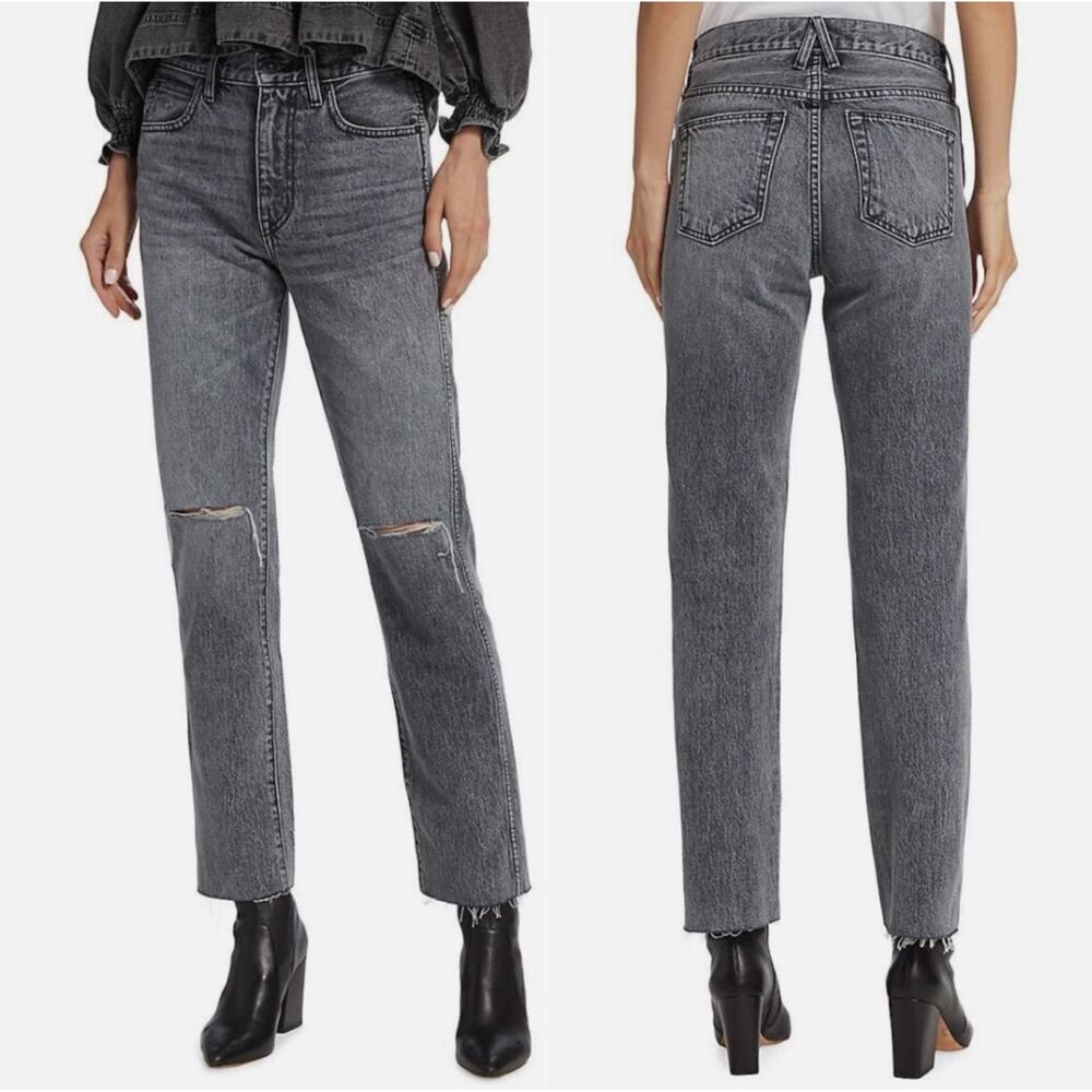 SLVRLAKE Hero Jeans Size 25 Midnight Rider NEW Distress High Rise Fray Straight